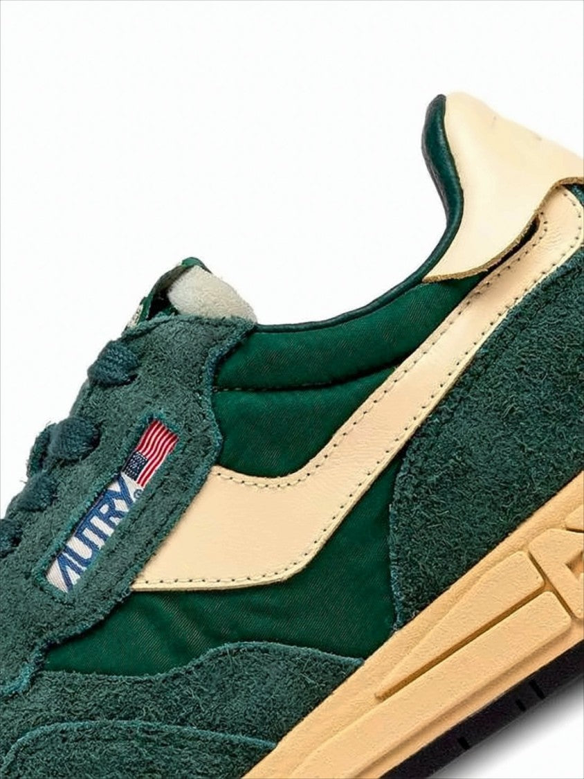Autry Textured Green Low-Top Sneakers With Suede