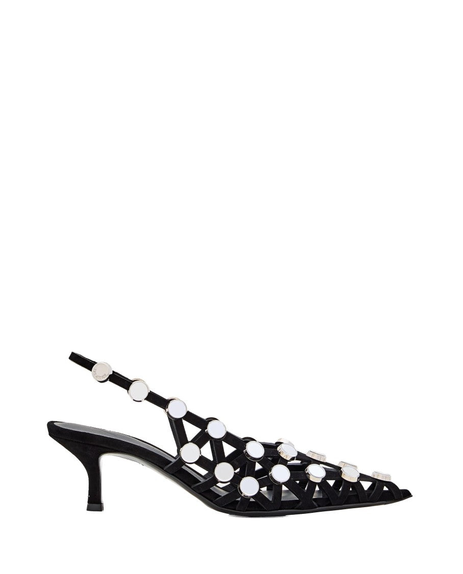 The Attico Black Suede Grid Slingback Shoes
