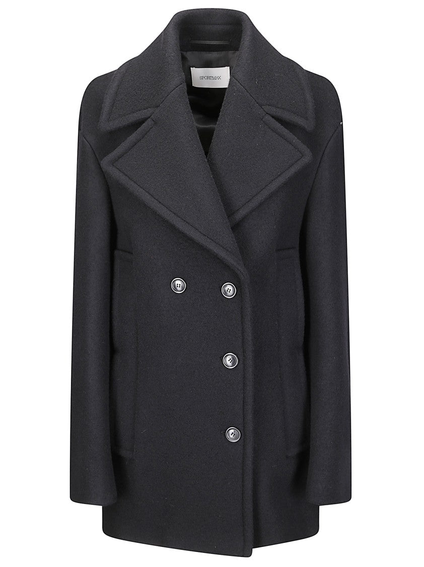 Sportmax Short Double-Breasted Coat With Classic Collar And Side Pockets