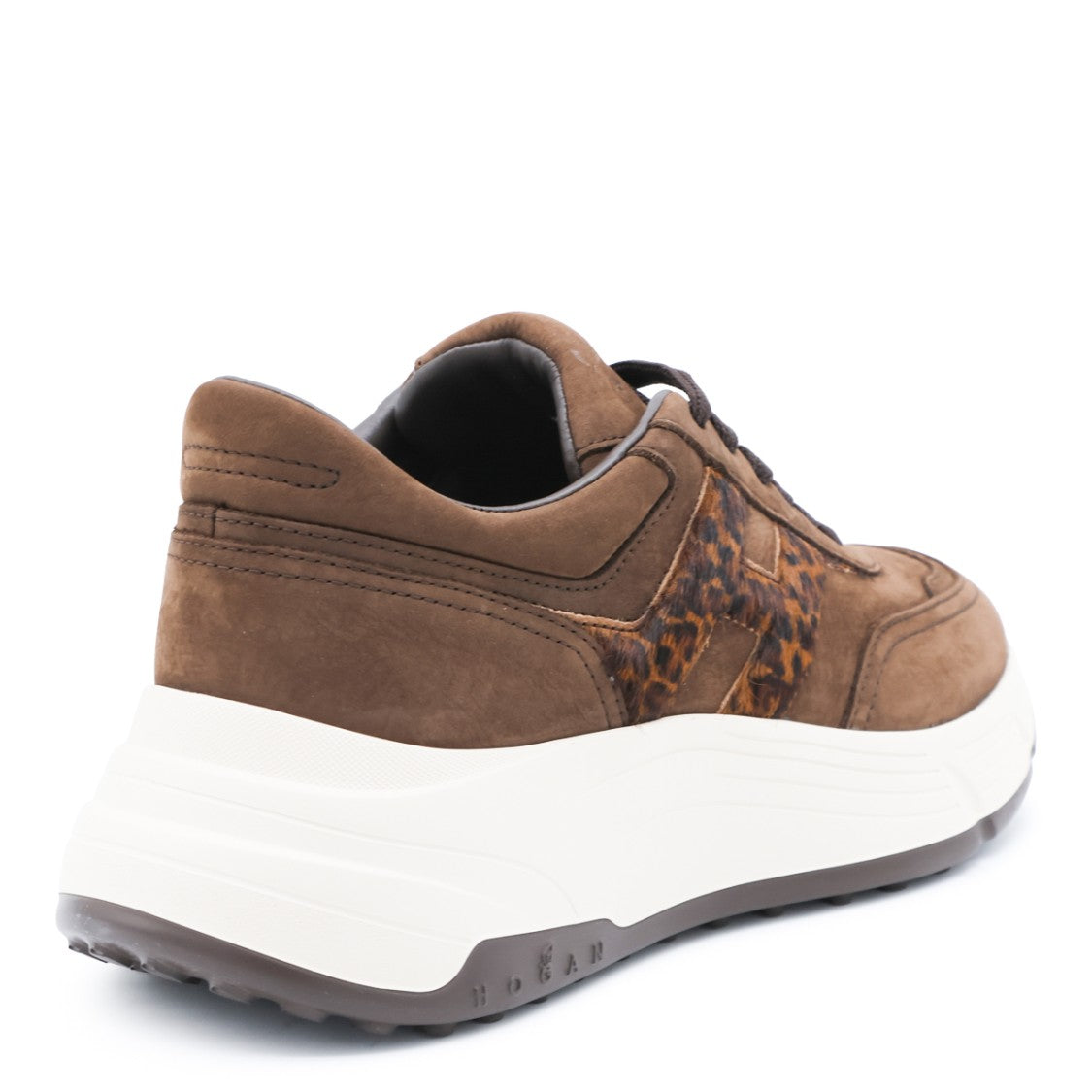 Hogan Chunky Brown Sneakers With Leopard Detail