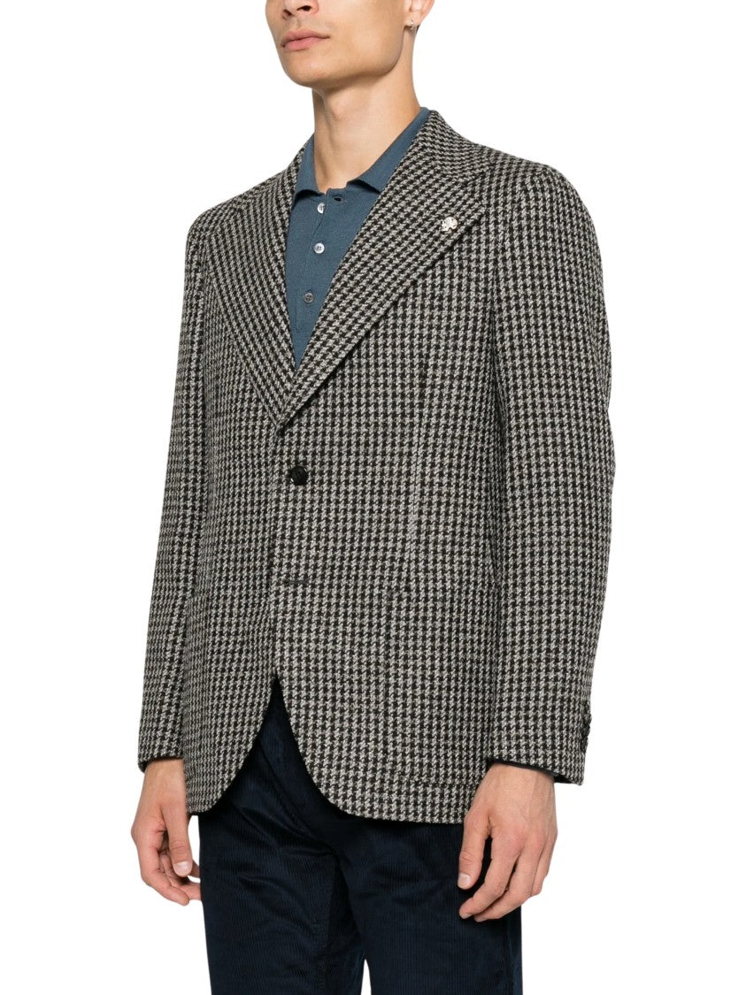 Gabriele Pasini Black Houndstooth Single-Breasted Blazer