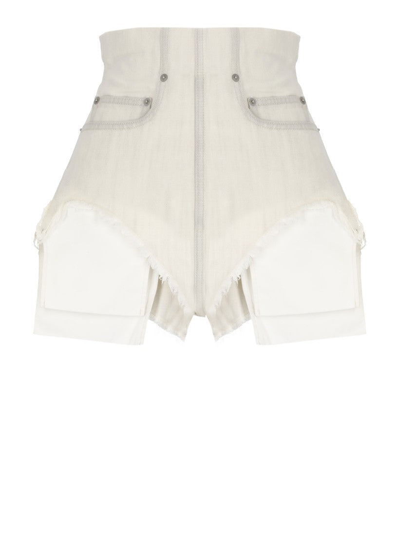 Drkshdw By Rick Owens Ivory Dirt Cutoffs Cotton Shorts