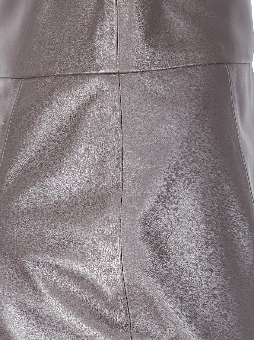 Tagliatore Black Leather Pencil Skirt