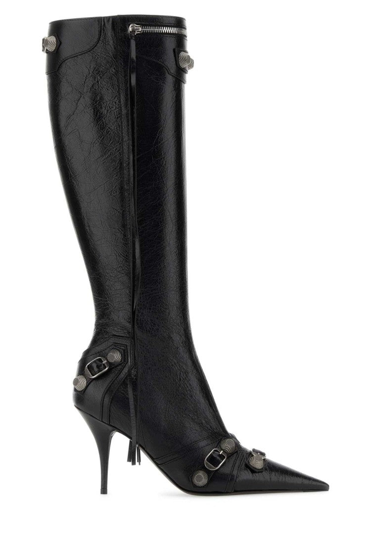 Balenciaga Black Leather Cagole Boots
