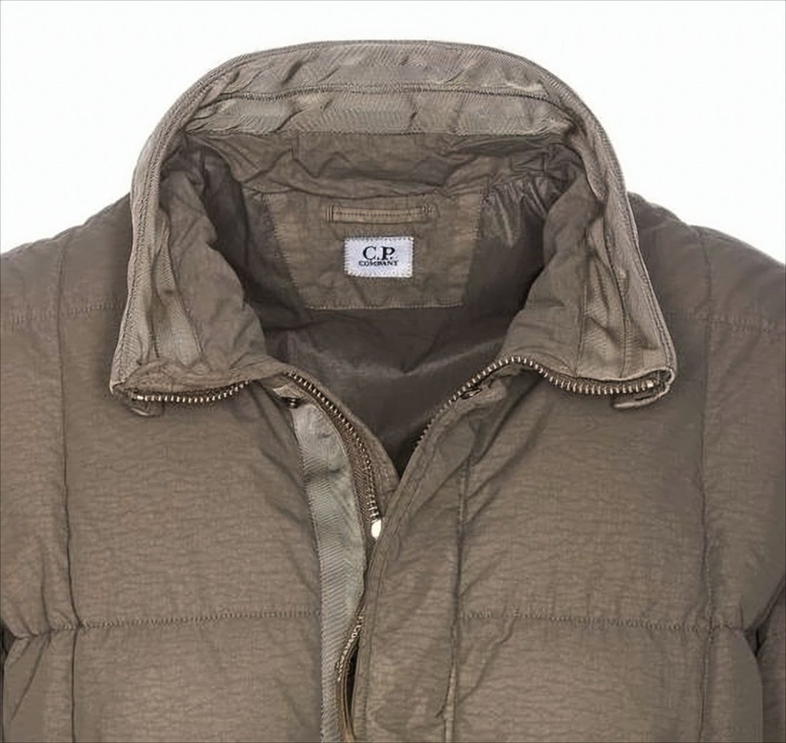 C.P. Company Quilted Padded Jacket With Stand Collar And Logo Patch