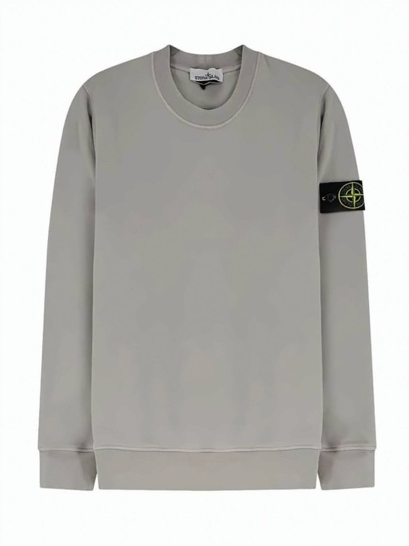Stone Island Grey Long-Sleeve Sweatshirt With Iconic Patch