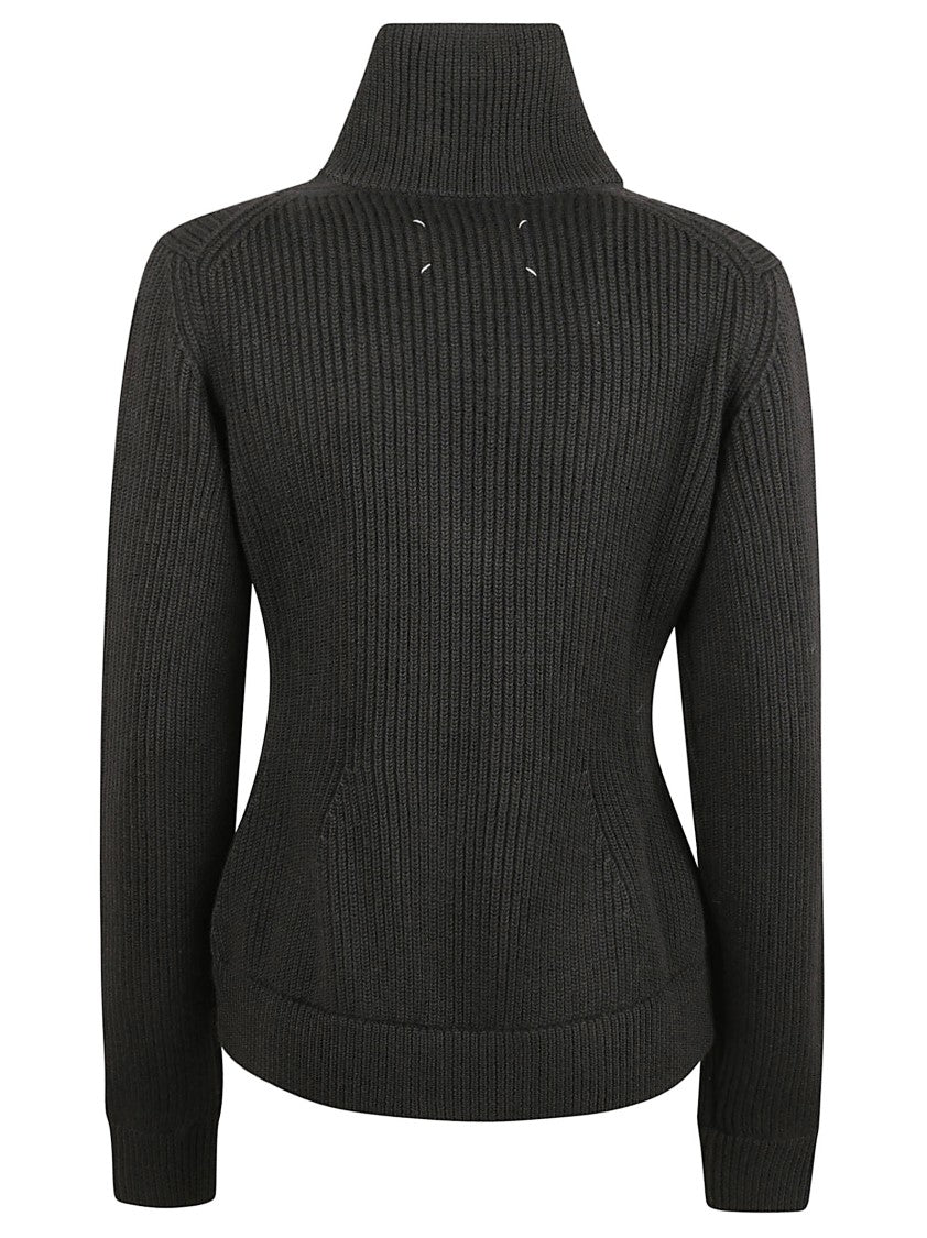 Maison Margiela Ribbed Knit Sweater With High Collar