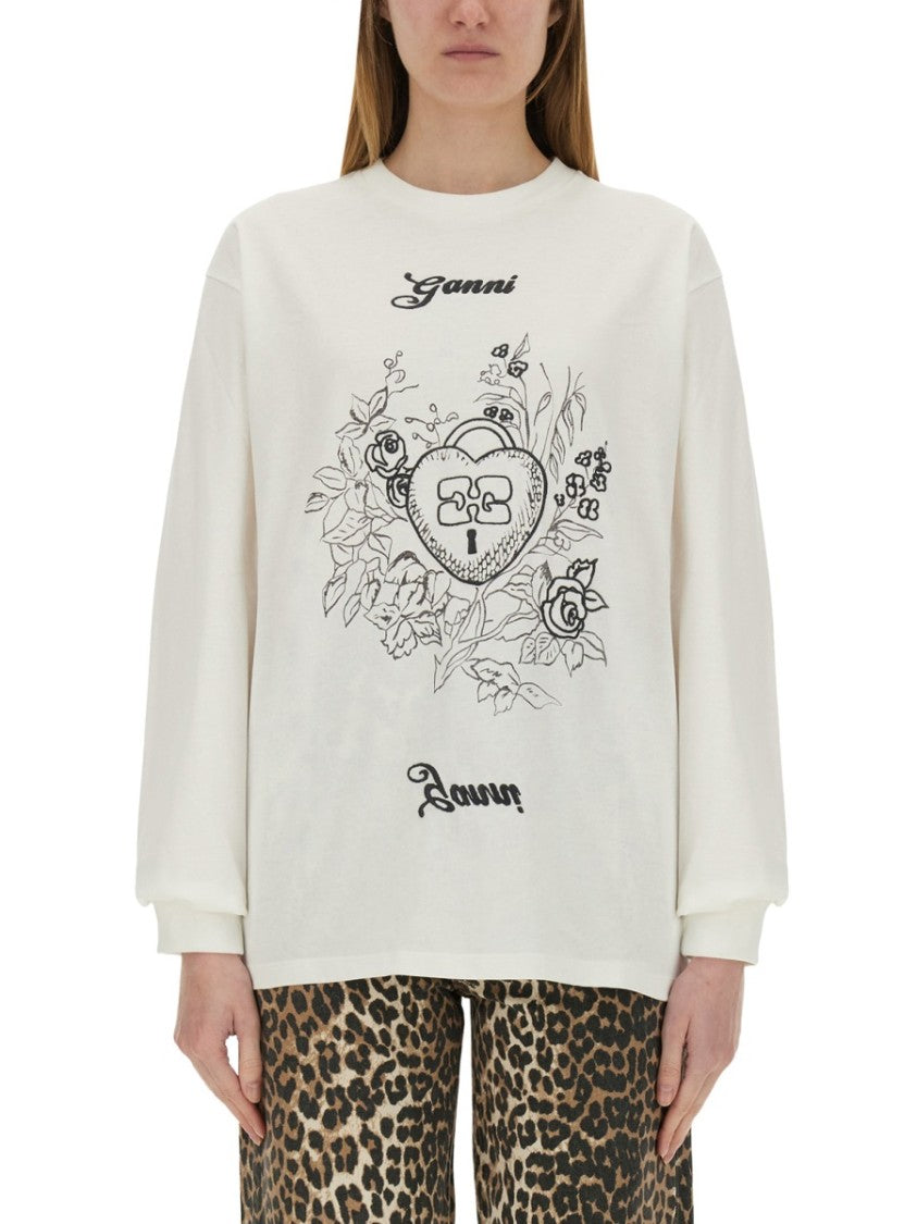Ganni Relaxed Fit Cotton T-Shirt