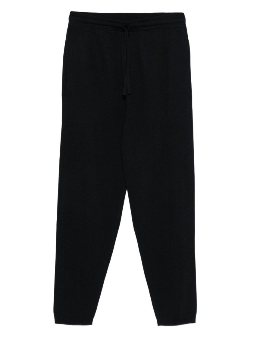 Emporio Armani Tapered Jogger Trousers In Midnight Blue Milano Knit