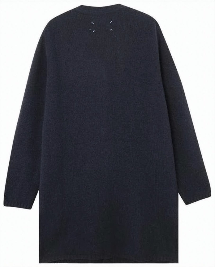 Maison Margiela Oversized Wool Cardigan With Deep V-Neck And Button Closure