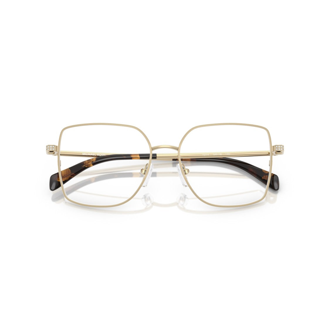 Michael Kors 0Mk3091b Square Metal Gold Finish Eyeglasses With Tortoiseshell Tips