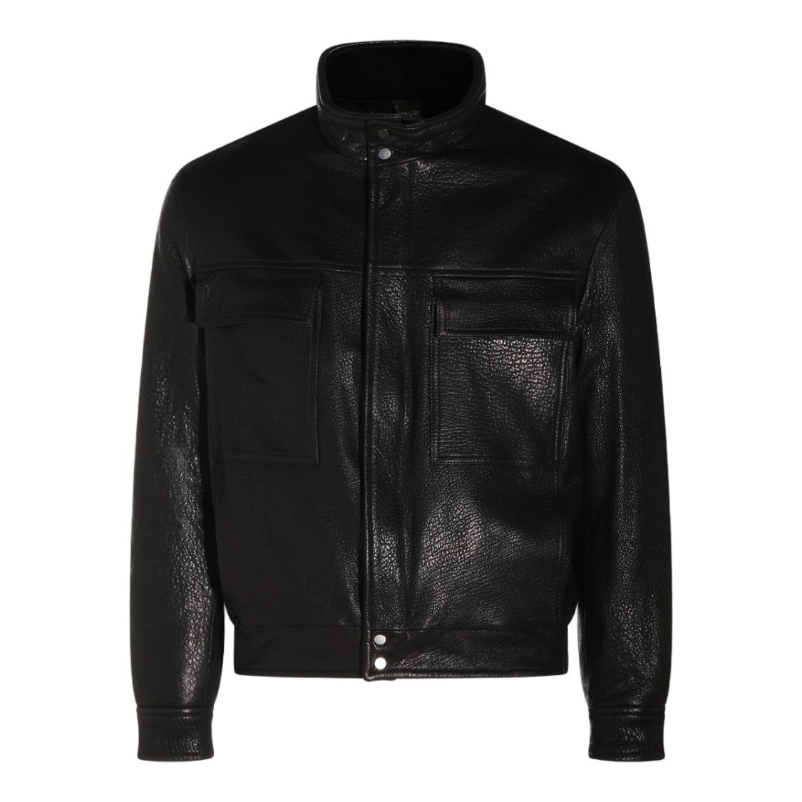 Salvatore Santoro Black High-Collar Textured Jacket