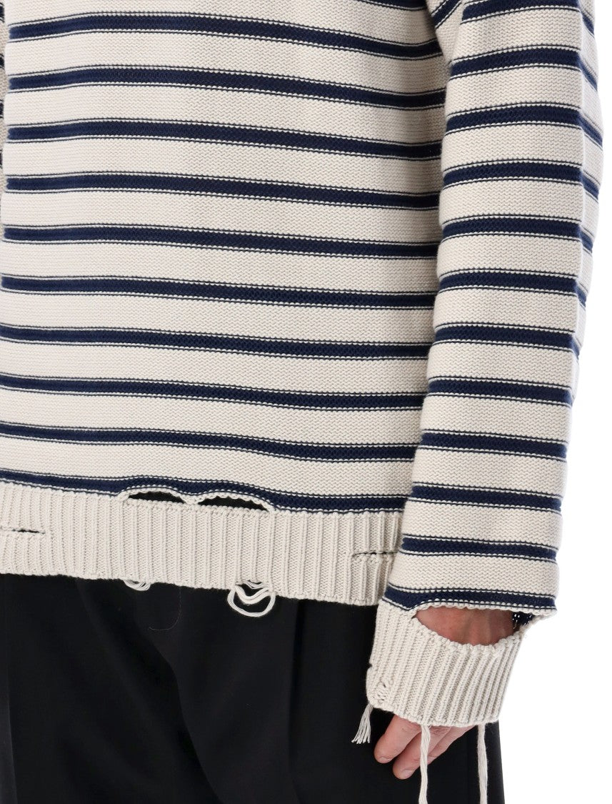 Mm6 By Maison Margiela Distressed Striped Sweater