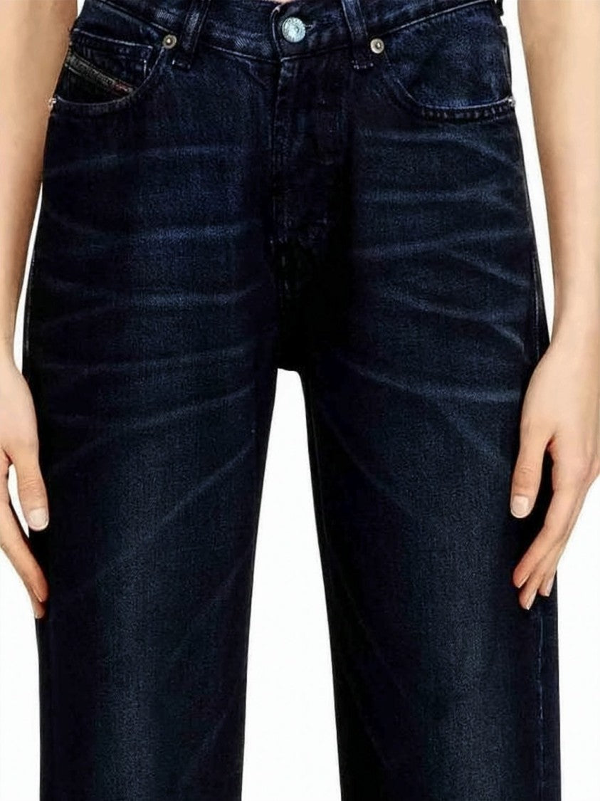 Diesel Wide-Leg Denim Pants With Mid-Rise Waist