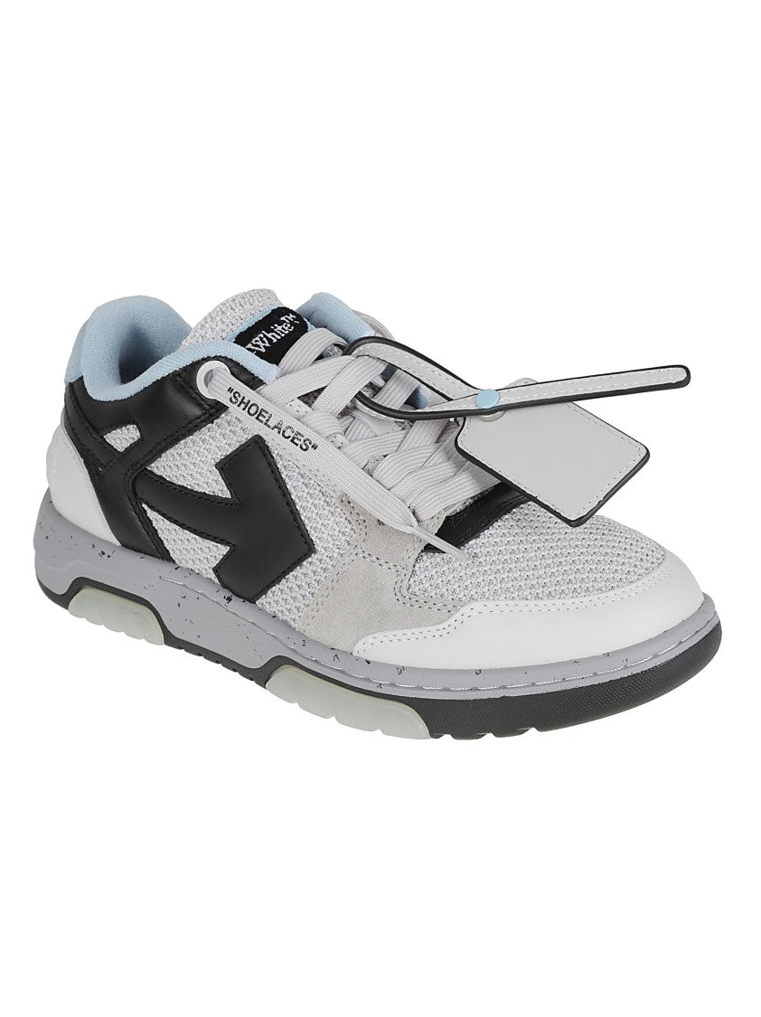 Off-White Mesh Sneakers With Leather Accents