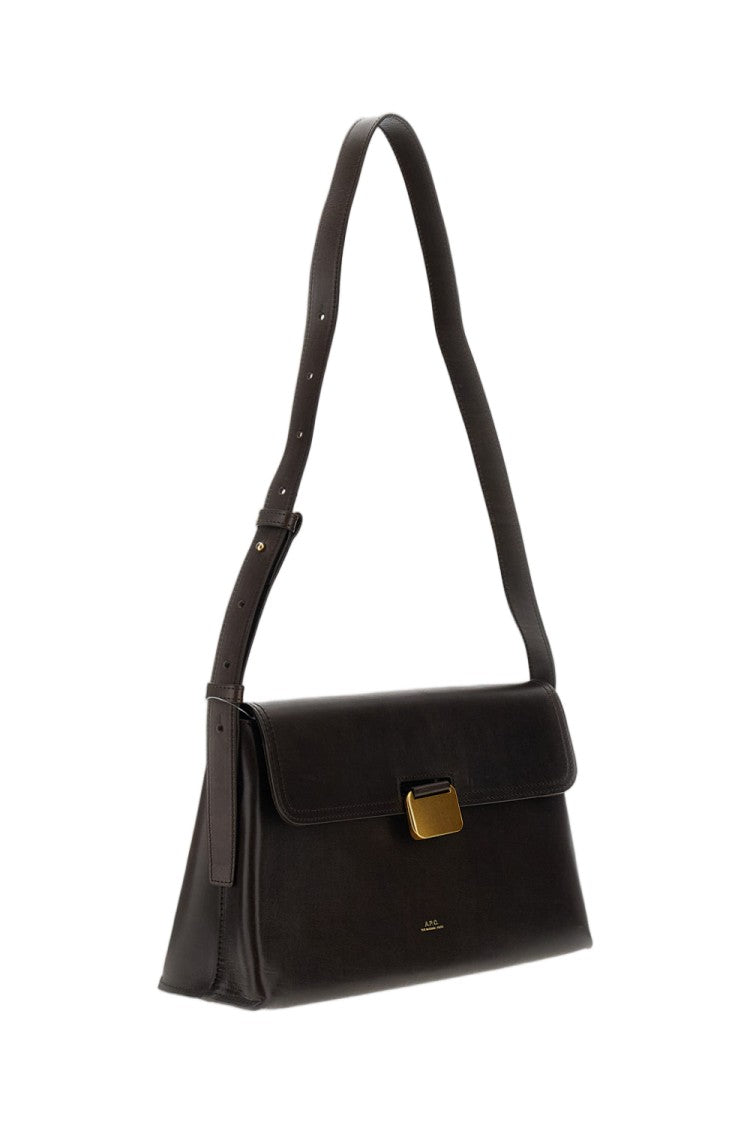 A.P.C. Structured Leather Crossbody Bag With Gold-Finish Clasp And Adjustable Strap