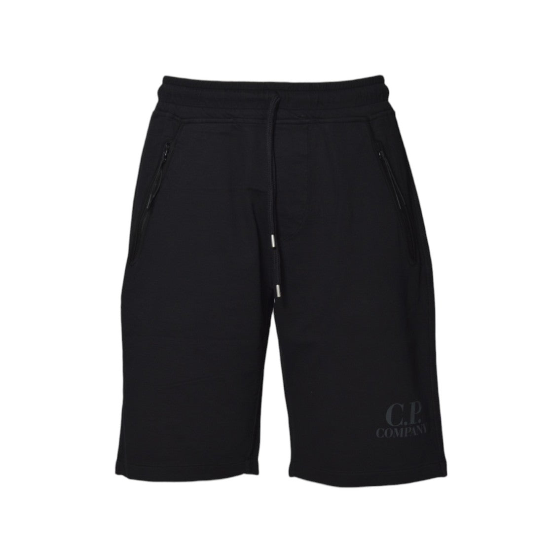 C.P. Company Black Cotton Fleece Logo Bermuda Shorts
