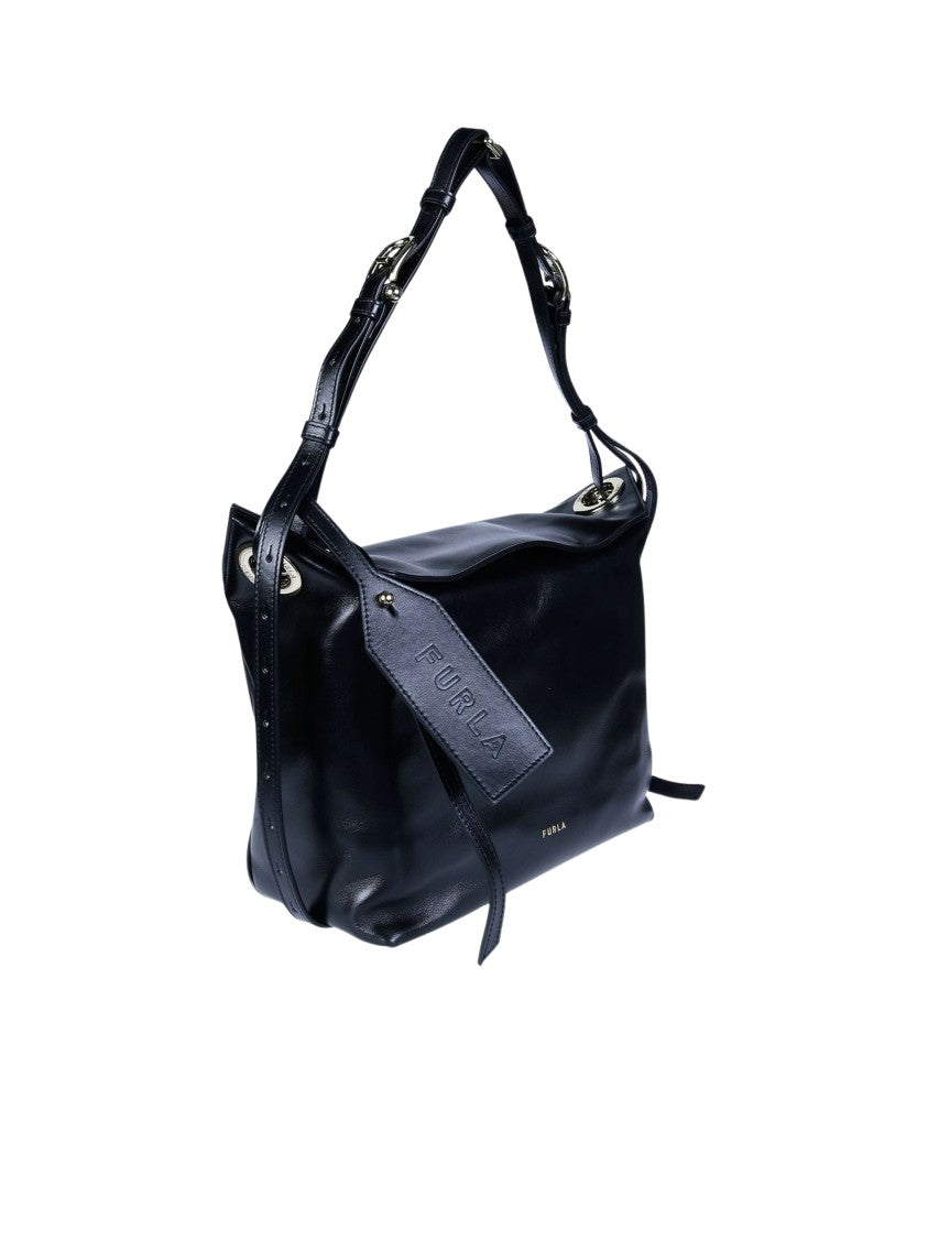 Furla Ginevra M Glossy Black Handbag