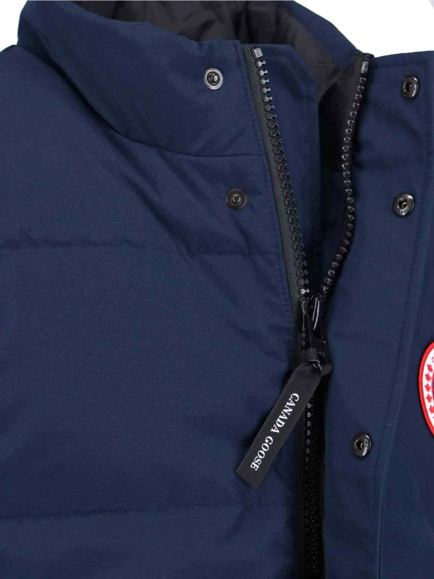 Canada Goose Quilted Sleeveless Jacket With High Collar And Circular Patch Logo