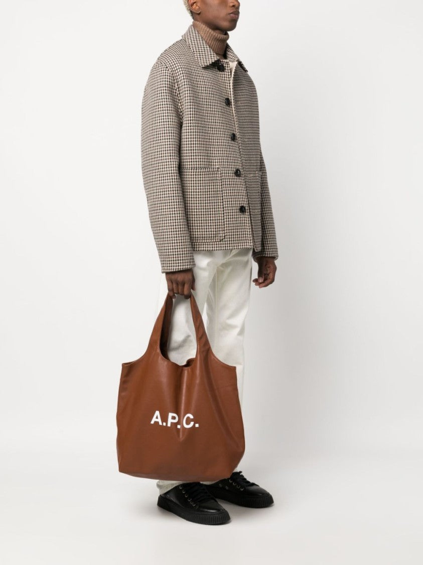 A.P.C. Brown Ninon Signature Logo Tote Bag