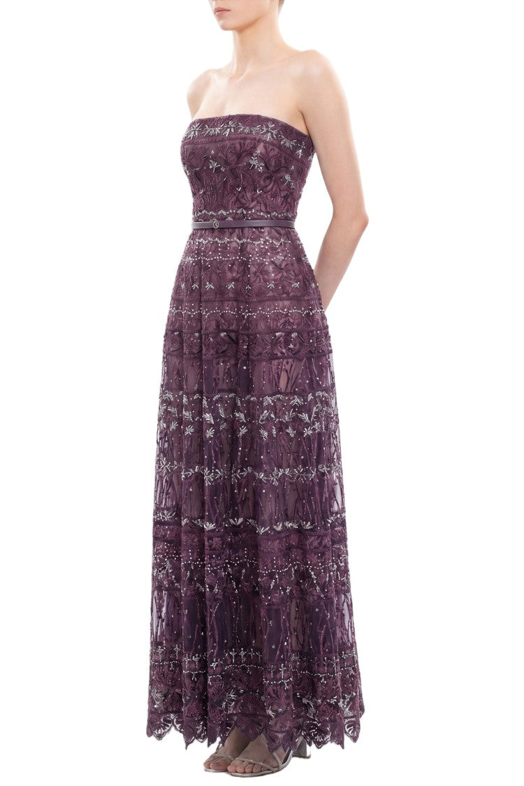 Saiid Kobeisy Strapless Beaded Tulle Dress