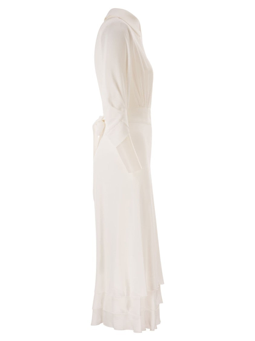 Elisabetta Franchi Regular Fit Viscose Georgette Dress With Flounced Skirt