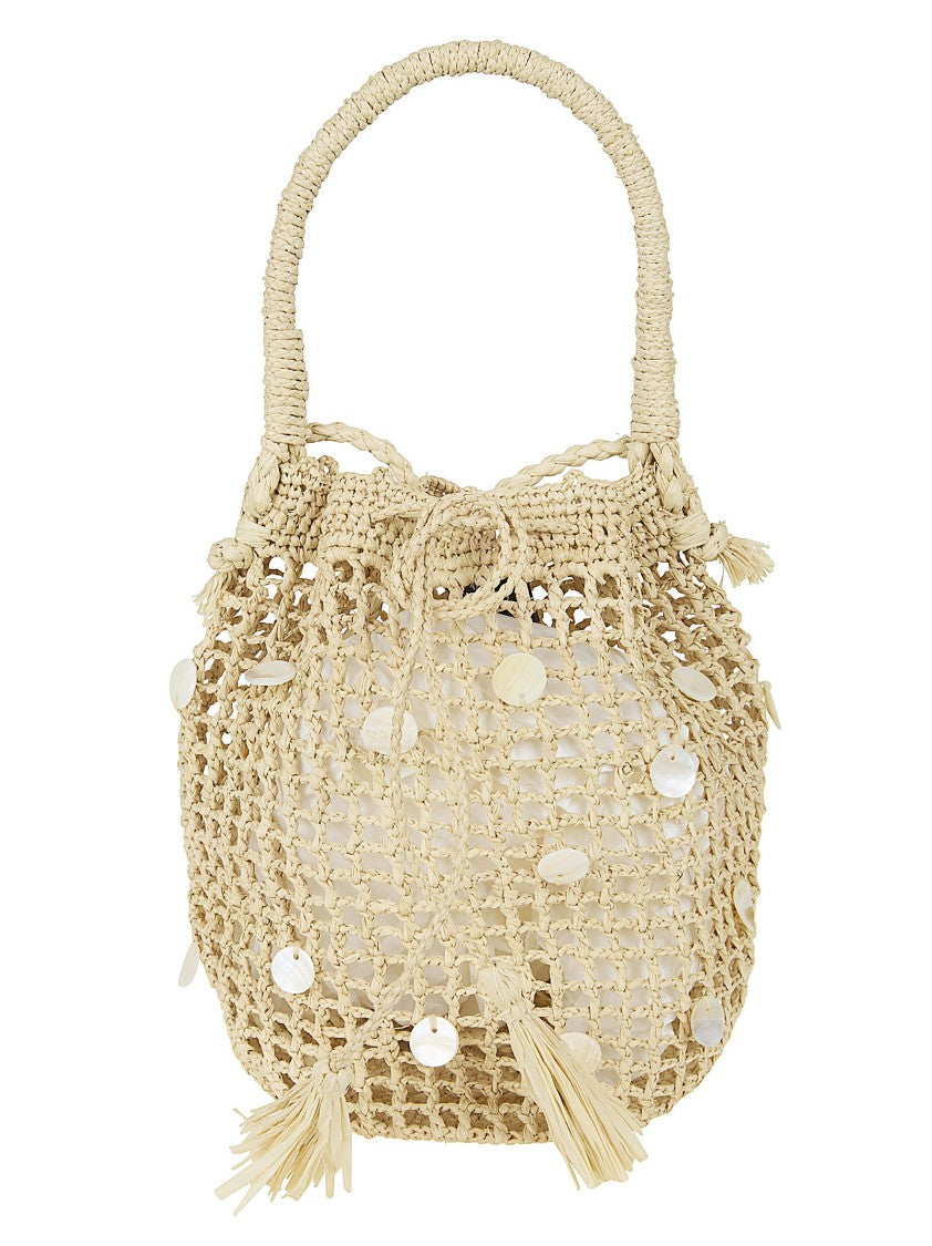 Alanui Handmade Raffia Tote Bag With Mother-Of-Pearl Details