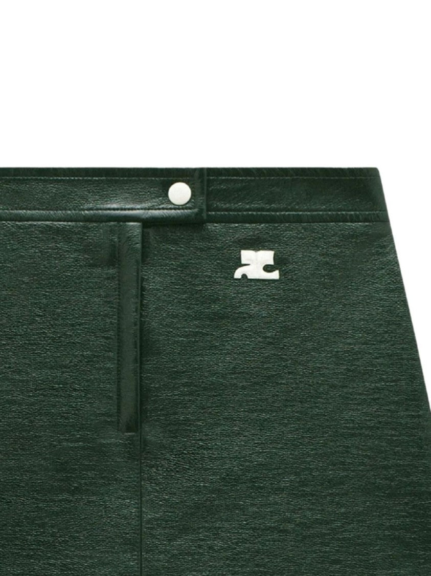 Courrèges Glossy Vinyl Mini Skirt With Fitted Zip Closure And Snap Button