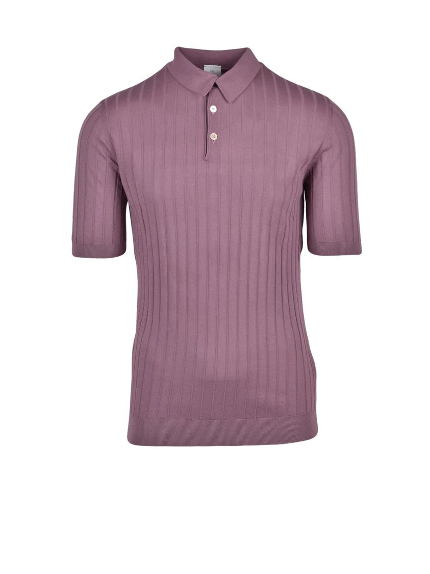 Eleventy Knit Polo Shirt - Old Rose