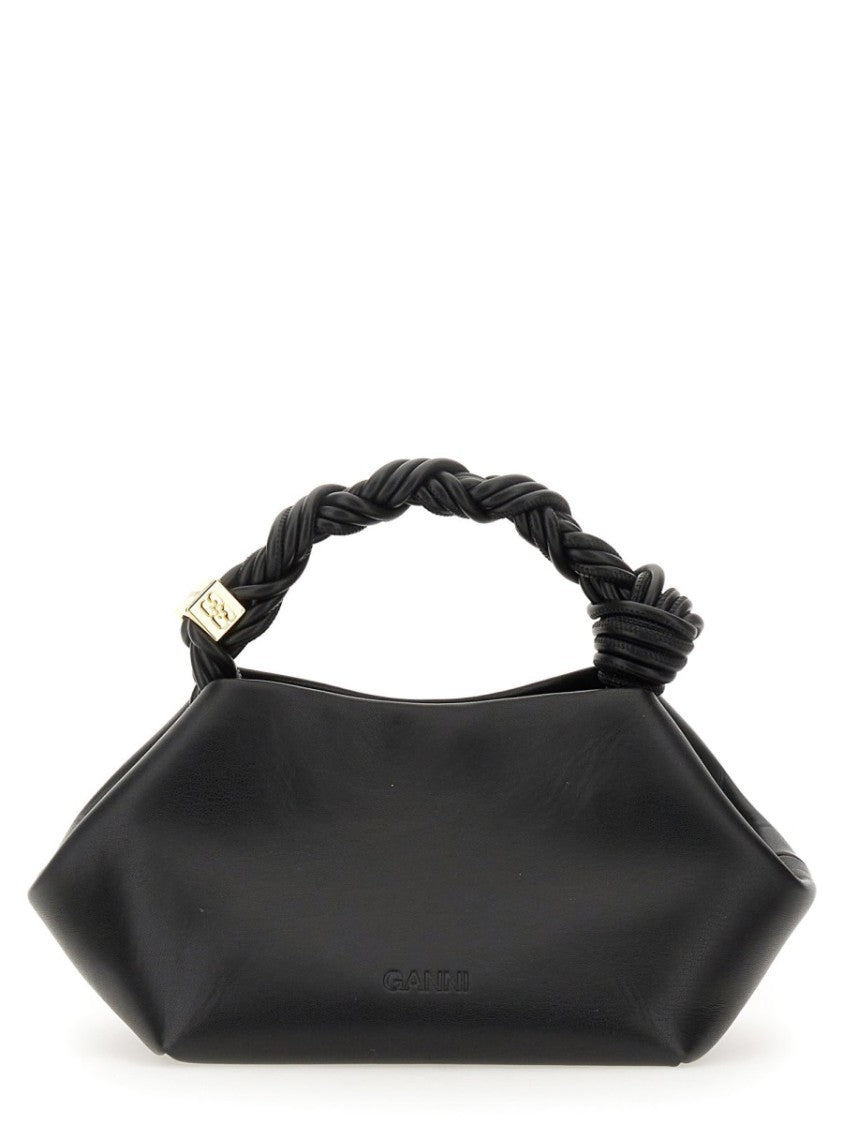 Ganni Structured Small Handbag With Twisted Handle And Detachable Strap