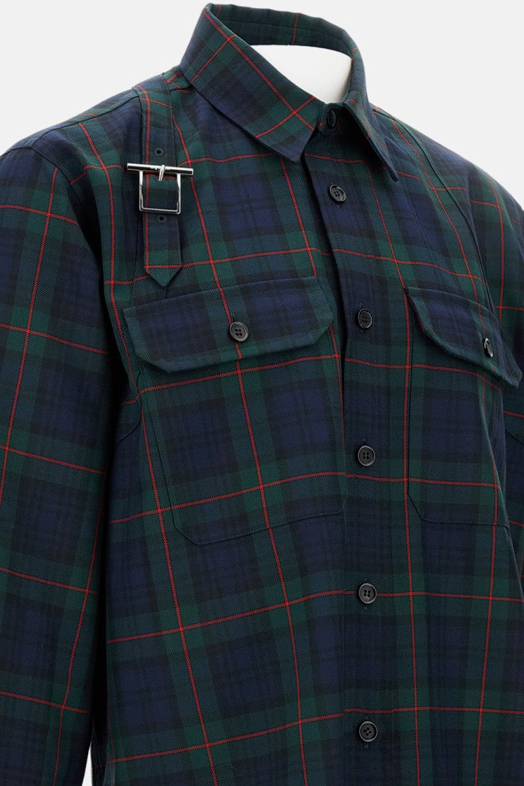 Alexander Mcqueen Classic Tartan Shirt With Metal Buckle Detail And Relaxed Fit
