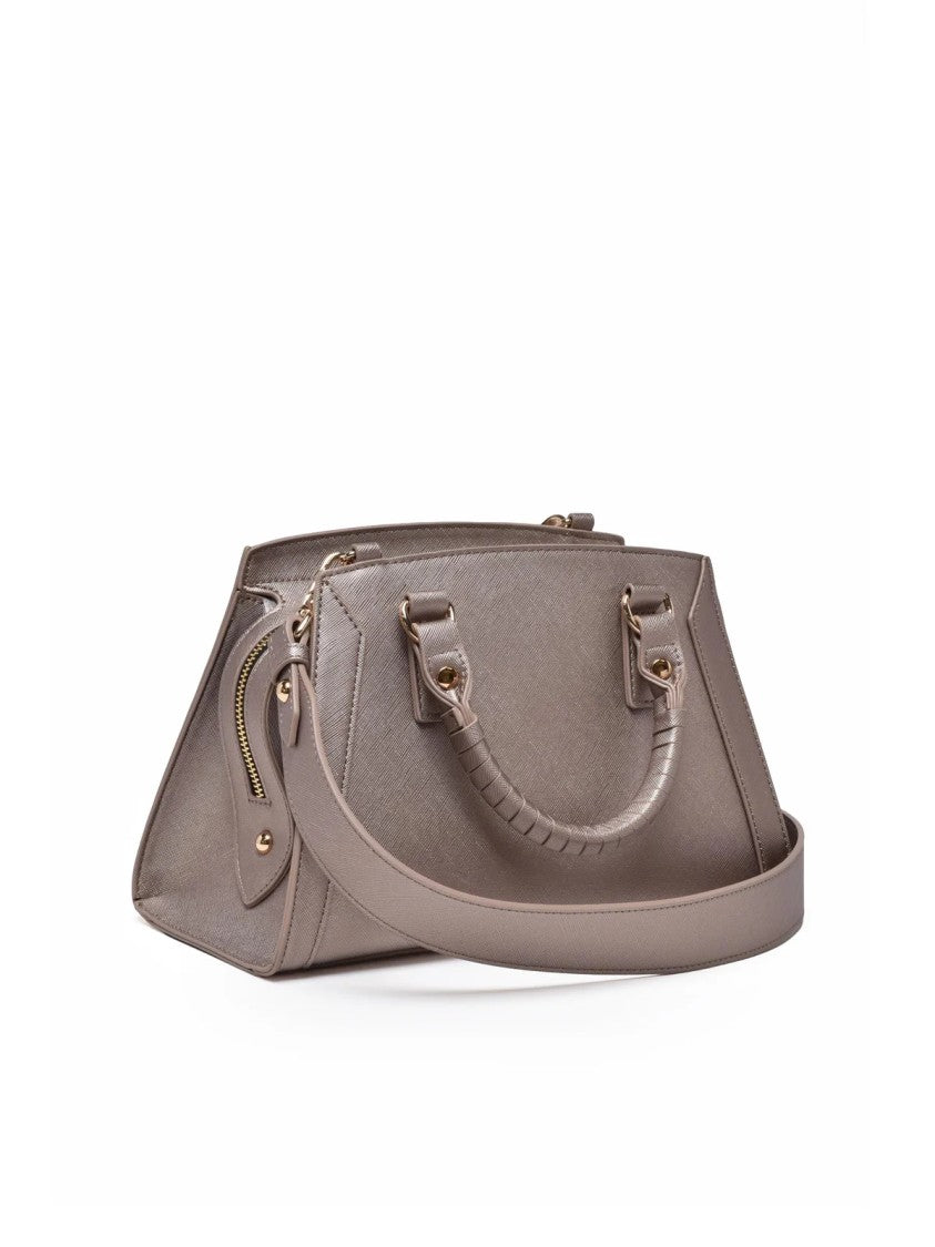 Manila Grace Bronze Small Trapezoidal Polyurethane Shoulder Bag