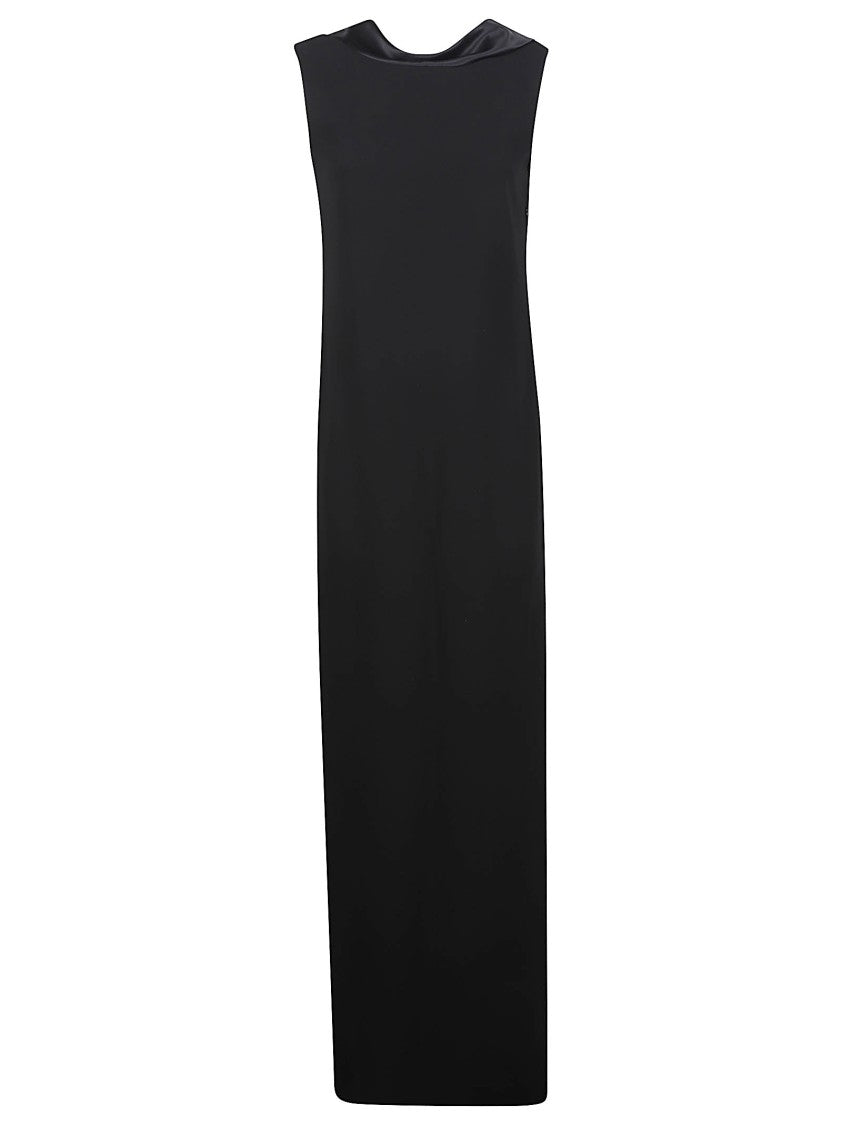 Max Mara Black Maxi Dress With Draped Neckline