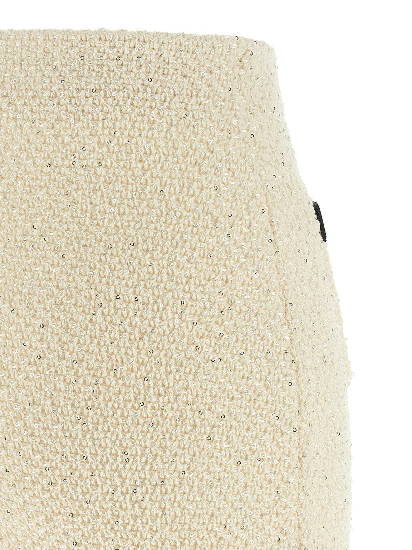 Self-Portrait 'Cream Sequin Knit Mini' Skirt
