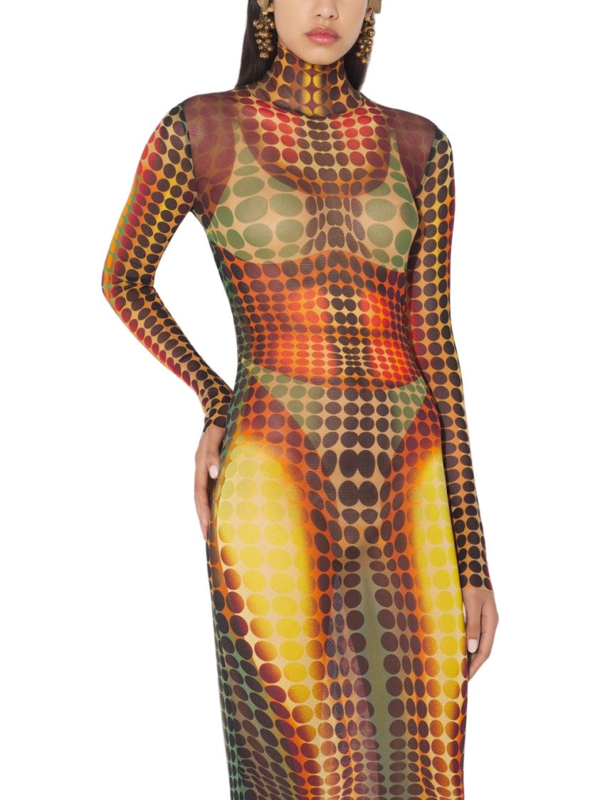 Jean Paul Gaultier Multicolour Silk And Nylon Midi Dress