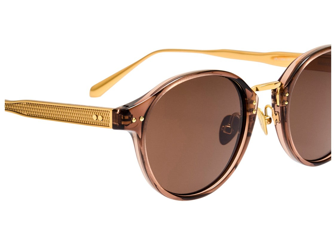 Linda Farrow Brown Lfl1535 Translucent Acetate Round Sunglasses