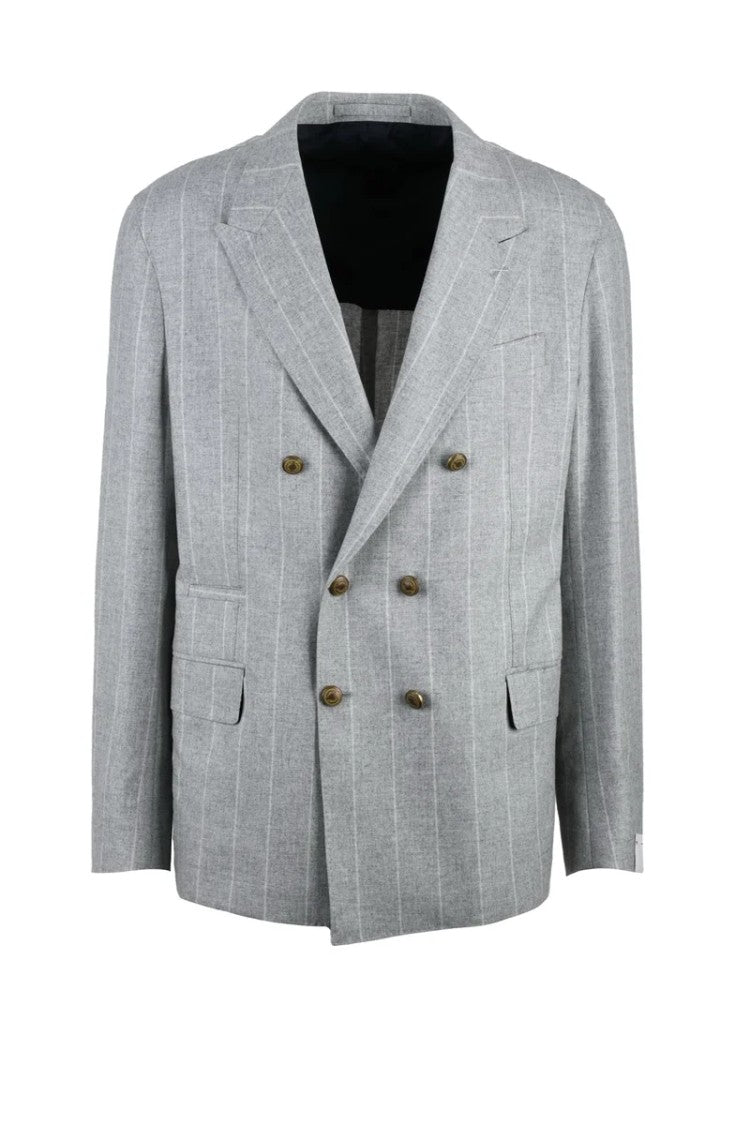 Eleventy Double-Breasted Jacket Wool Silk Cashmere - Grey