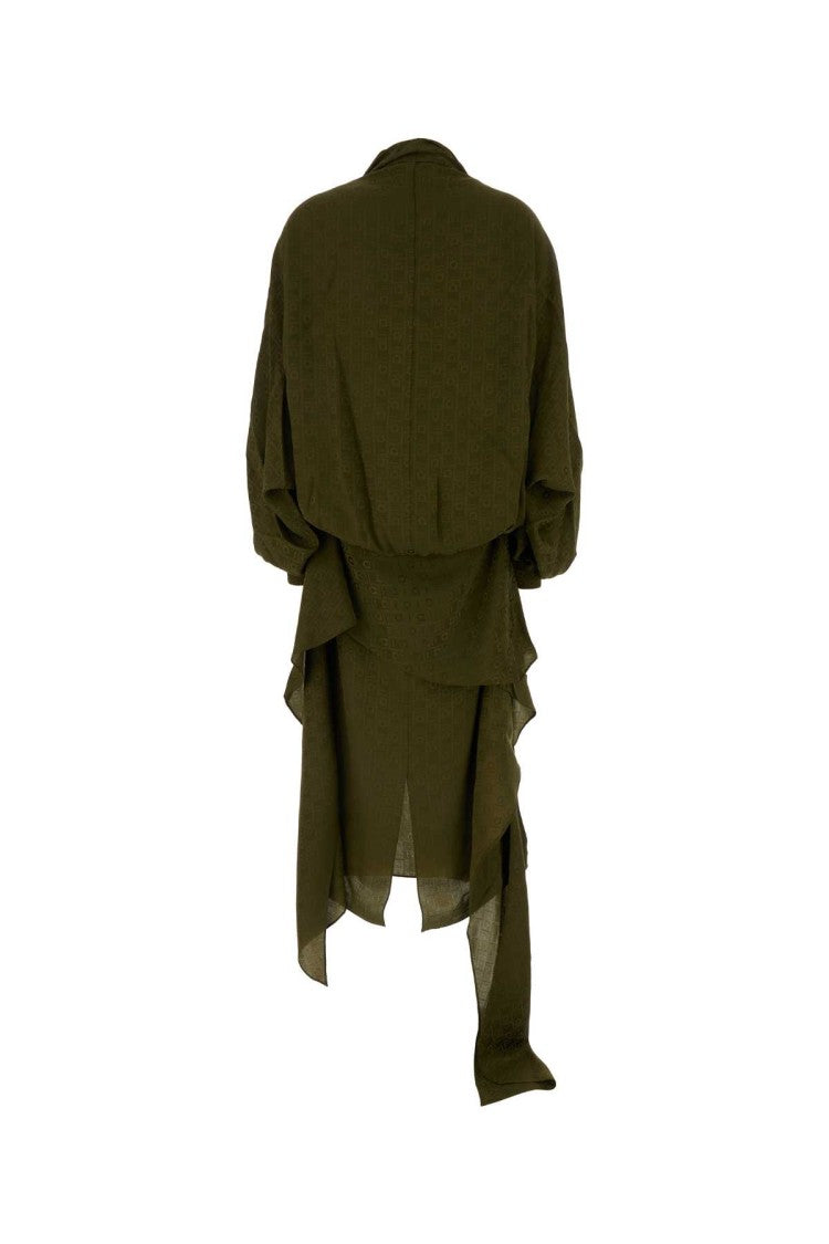 Salvatore Ferragamo Olive Green Silk Dress