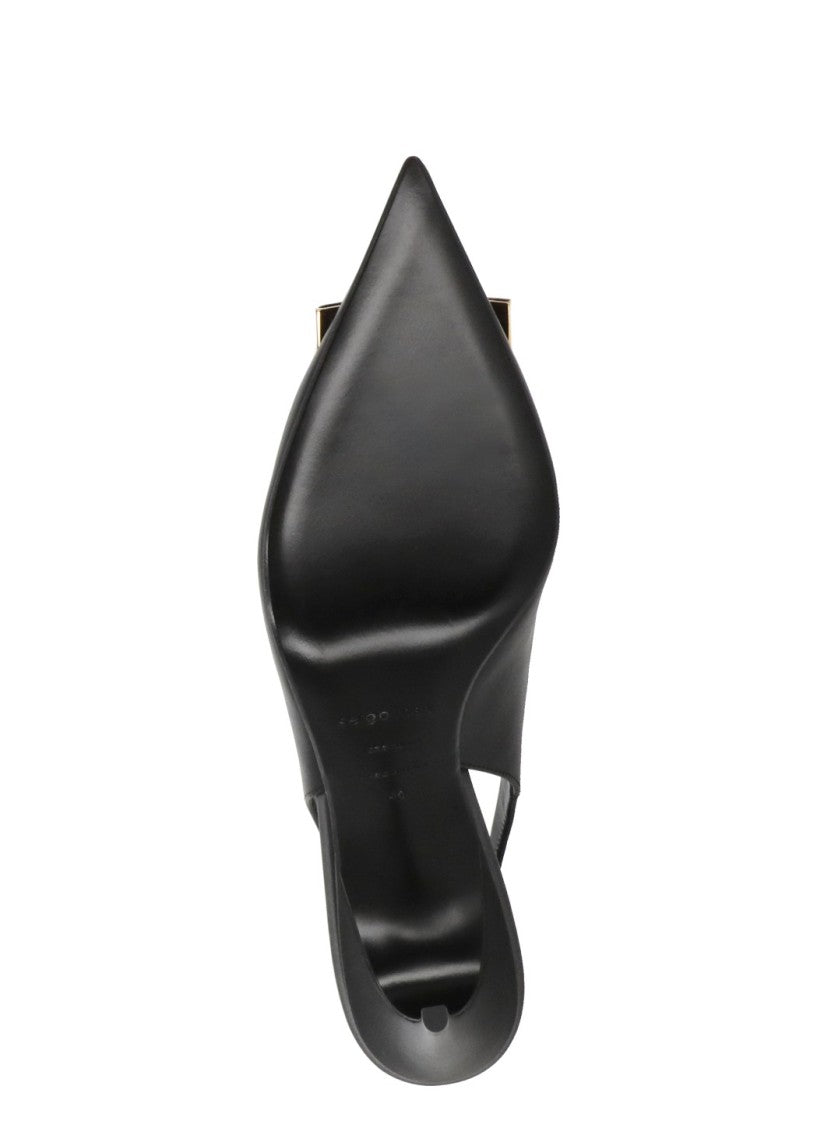 Sergio Rossi Black Arrowhead Decorative Plaque Pumps
