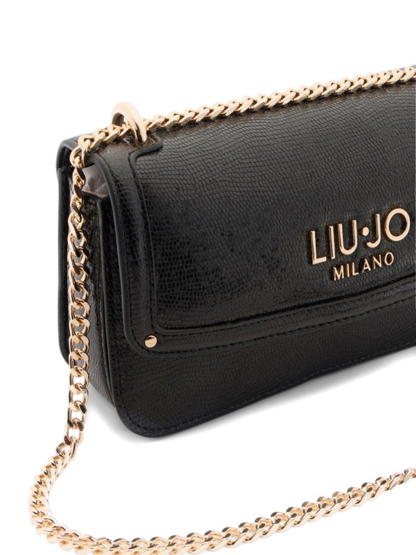 Liu Jo Black Lizard Effect Chain Shoulder Bag