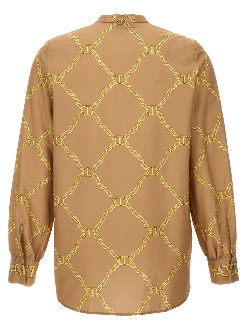 Twin-Set Chain Print Cotton Poplin Shirt