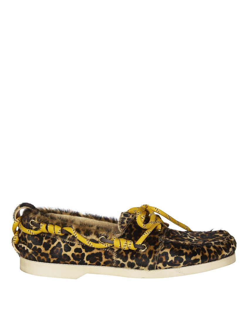 Golden Goose Leopard Print Textured Moccasins