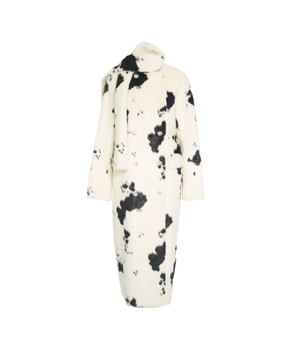 Stand Studio Long Faux Fur Coat With Double-Breasted Design