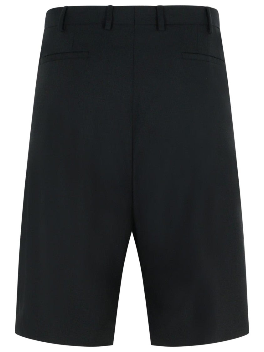 Laneus Black Virgin Wool Bermuda Shorts