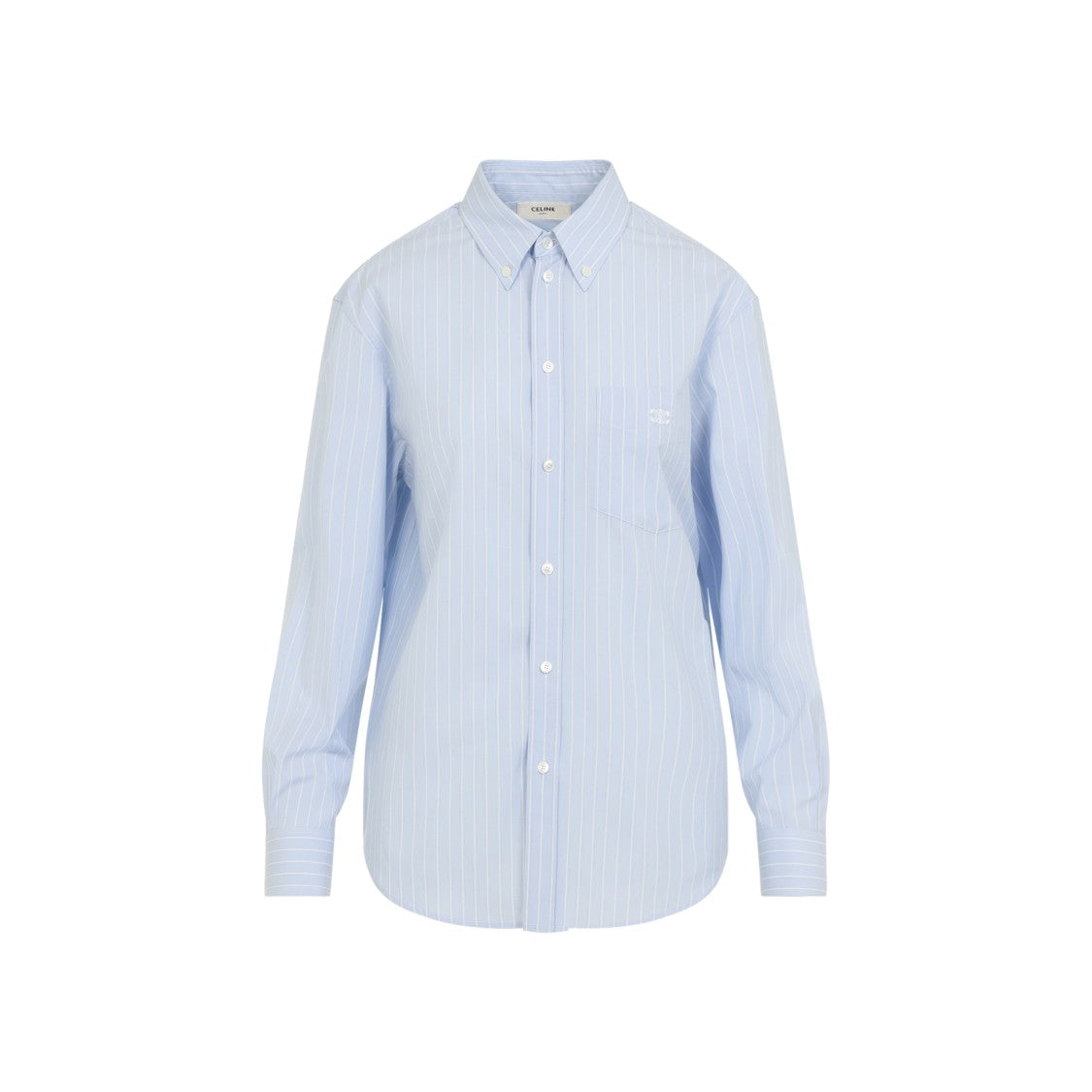 Celine Striped Light Blue Cotton Poplin Shirt