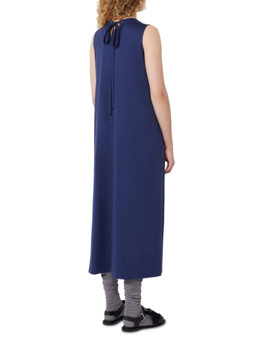 Max Mara Sleeveless Midi Dress With Vertical Pleats