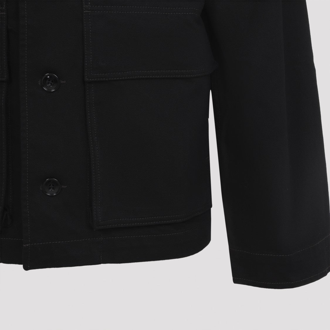 Lemaire Minimalist Black Cotton Jacket With Structured Silhouette