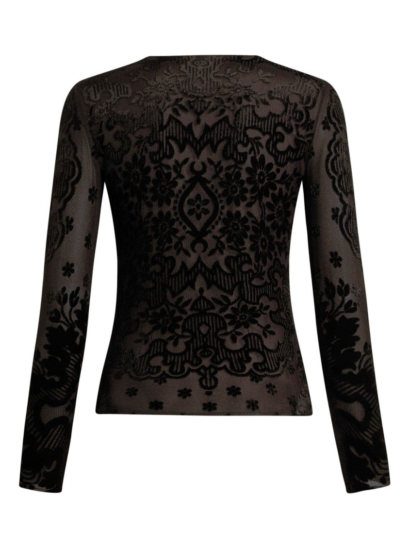 Etro Tulle And Jacquard Velvet Top