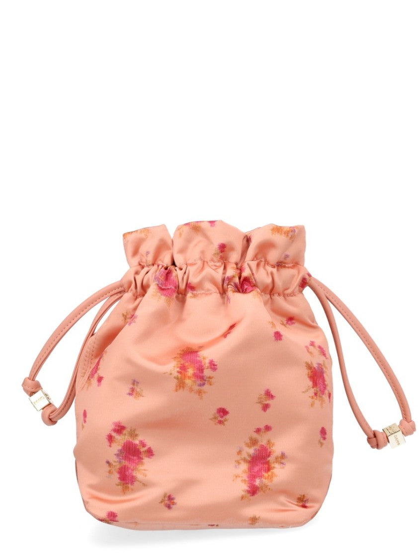 Ganni Peachy Floral Print Rounded Pouch Clutch