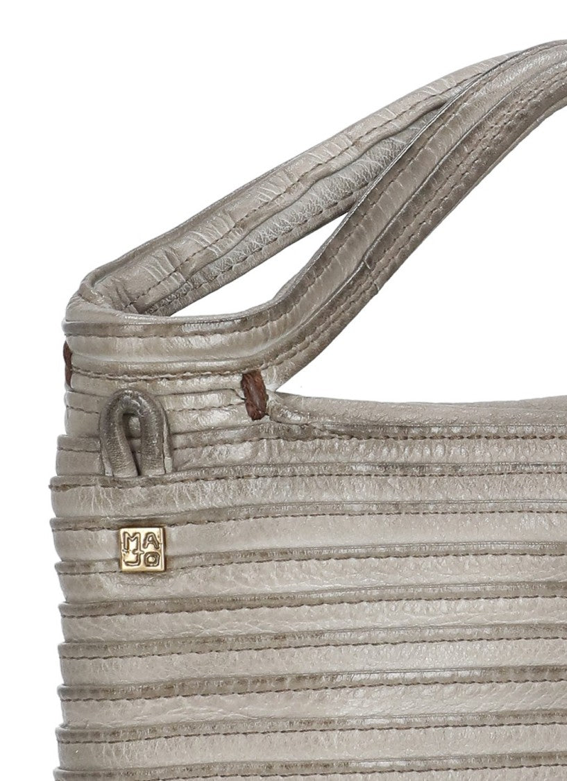 Majo Structured Leather Shoulder Bag With Ribbed Texture
